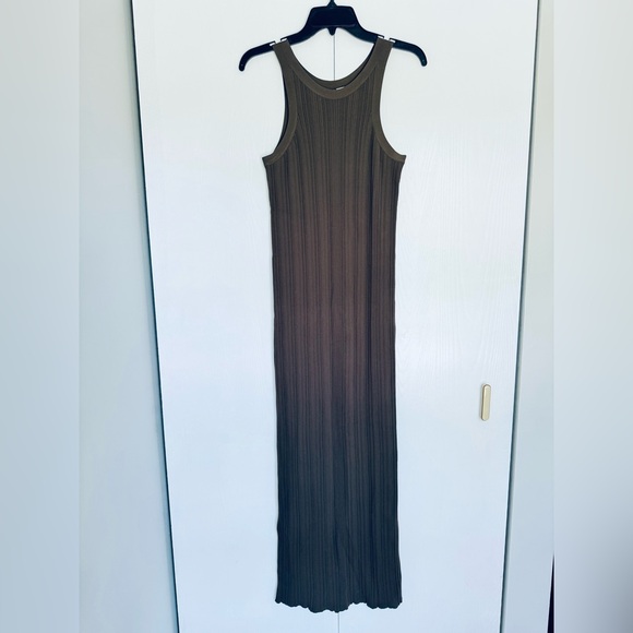 TOTEME Seamless Ribbed Knit Tank Dress  Faded Olive Large - Picture 5 of 15